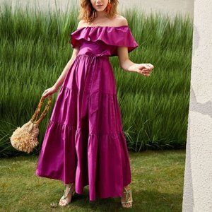 Purple Off Shoulder Maxi Dress